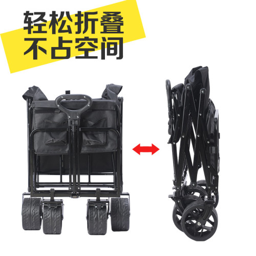 戶外推車露營車擺攤大號露營車坦克輪擺攤小推車戶外露營小拖車