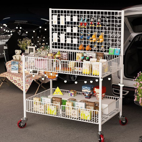 擺攤小推車可折疊地攤冰粉花車壽司展示架夜市移動手推萬能