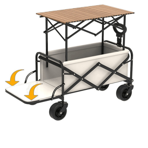 戶外露營車移動多功能擺地攤可攜式家用可升降折疊野餐擺攤小推車