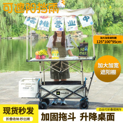 升降露營擺攤小推車營地拖車戶外可折疊超大野營手拉野餐擺攤可坐