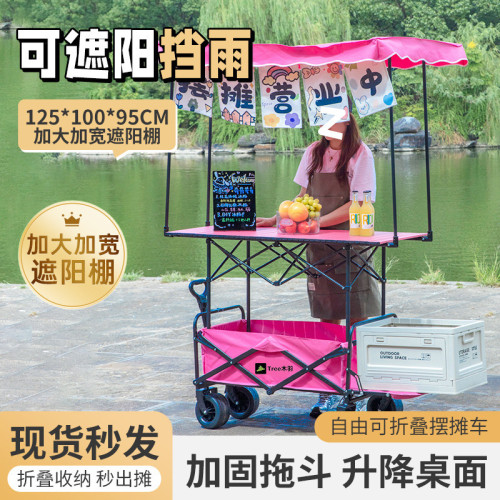 升降露營擺攤小推車營地拖車戶外可折疊超大野營手拉野餐擺攤可坐