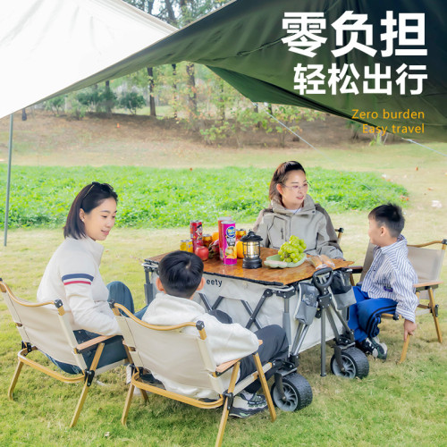 戶外露營車手推車可折疊戶外野餐車聚攏營地車露營車桌板漁具車