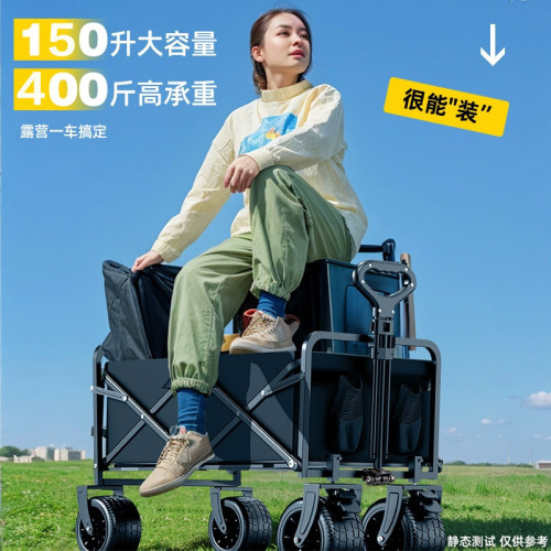 戶外可折疊露營拉桿手推車野餐小拉車營地推車夜市擺攤載物小拖車
