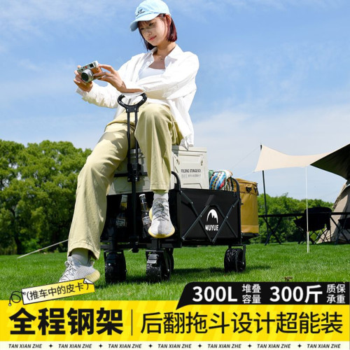 露營推車可折疊戶外手推野餐車可攜式營地拖車拉桿多功能野營擺攤車