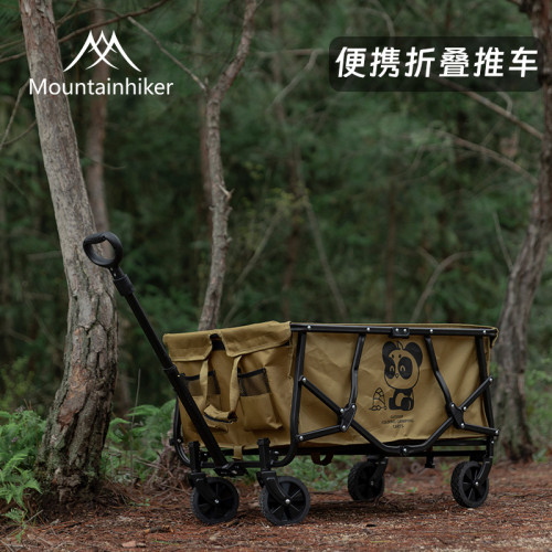山之客可攜式折疊推車雙層營地推車戶外露營手提拉車拖車野餐擺攤車