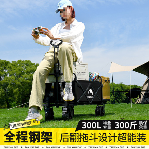 露營推車可折疊戶外手推野餐車可攜式營地拖車拉桿多功能野營擺攤車