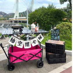 升降野餐車小推車推車折疊鐵折疊桌子網紅擺攤車戶外露營可擺地攤