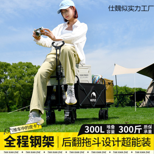 露營推車可折疊戶外手推野餐車可攜式營地拖車拉桿多功能野營擺攤車