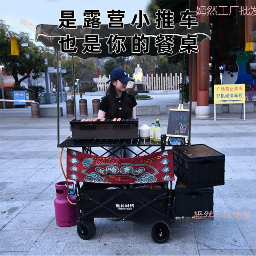 擺地攤露營車可拆卸帶遮陽棚擺攤車可攜式拉車擺攤小推車