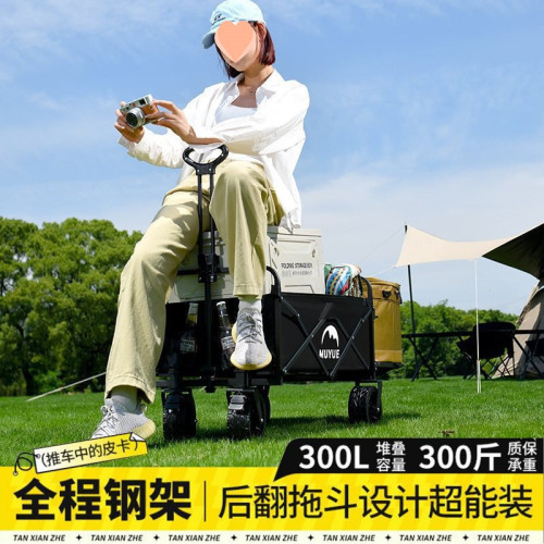 露營推車可折疊戶外手推野餐車可攜式營地拖車拉桿多功能野營擺攤車