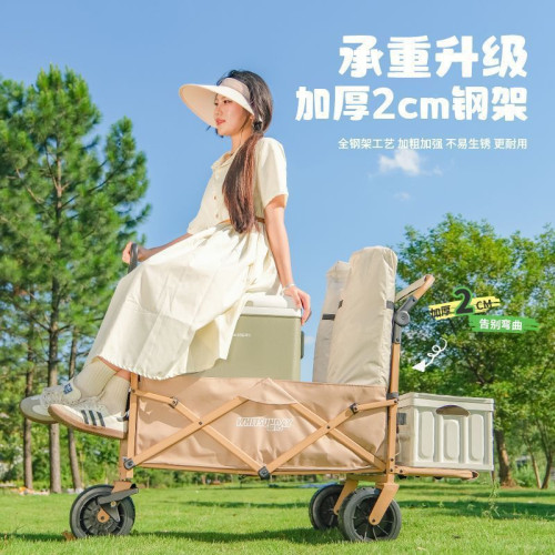 戶外露營營地手推車兒童可躺折疊營地車野餐野營車擺攤大號旅行車