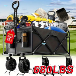 680 Pound Heavy Duty Folding Four Wheel Cart with Large All