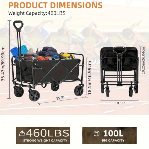680 Pound Heavy Duty Folding Four Wheel Cart with Large All