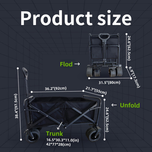 Extra Large 120L Heavy Duty Collapsible Wagon Cart 350lbs