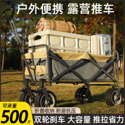 戶外露營車手推野餐車可攜式可折疊拉桿推車超市購物買菜釣魚遛娃