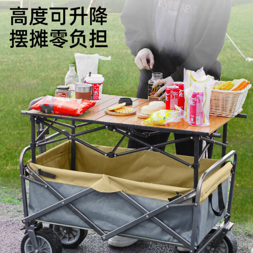 戶外露營車手推野餐車可攜式可折疊拉桿推車超市購物買菜釣魚遛娃