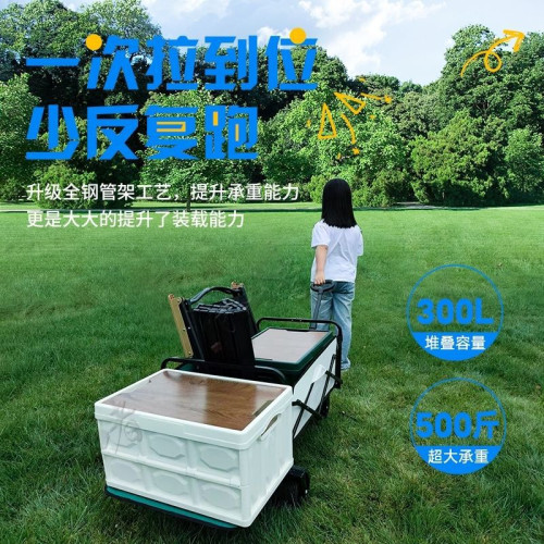 露營推車可折疊戶外手推野餐車可攜式營地拖車拉桿多功能野營擺攤車