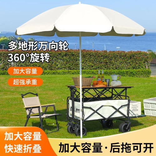 戶外露營推車可折疊手推野餐車營地車小拉車可遮陽露營車