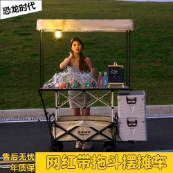 網紅推車可折疊遮陽棚擺攤車野餐車擺地攤可攜式拖車拉桿多功能擺攤