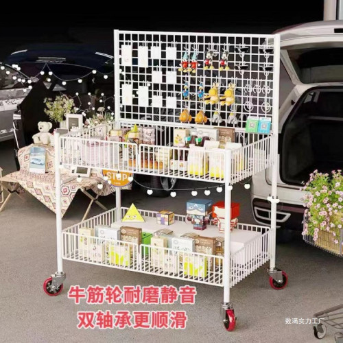 新品直售擺攤貨架小推車擺地攤移動車帶輪子夜市網格貨架