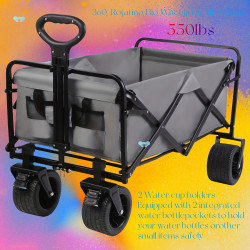 1PC Heavy Duty Folding Wagon with 550lbs Weight Capacity,