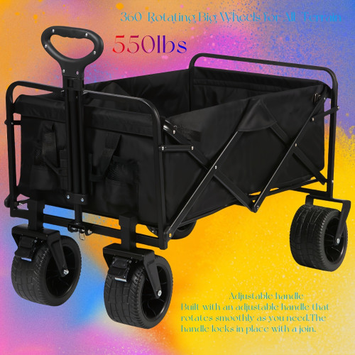 1PC Heavy Duty Folding Wagon with 550lbs Weight Capacity,