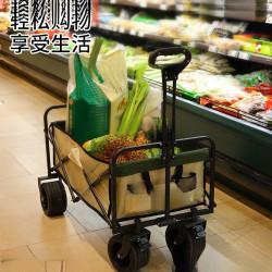 露營車擺攤地攤小推車拉貨專用取快遞可折疊手推車營地戶外野餐車