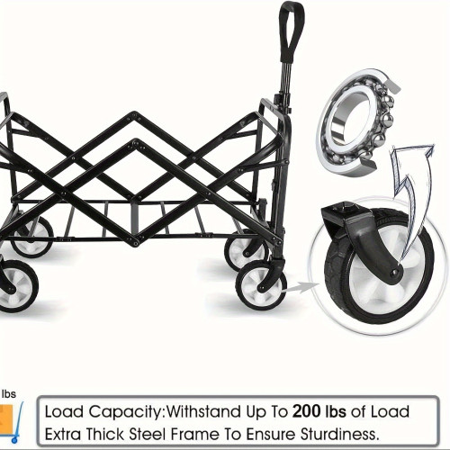 Extra Thick Steel Frame Heavy Duty Folding Camping Cart