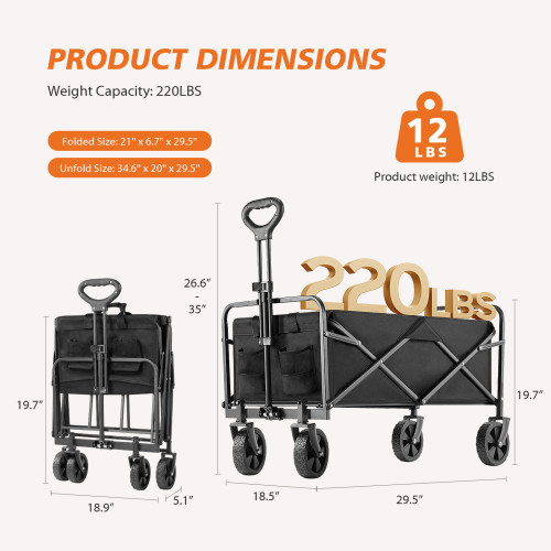 Collapsible Foldable Wagon Utility Garden Cart Outdoor