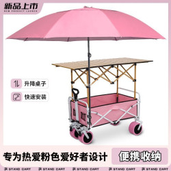 擺攤小推車地攤折疊桌露營烤腸移動野餐夜市戶外露營車遮陽傘
