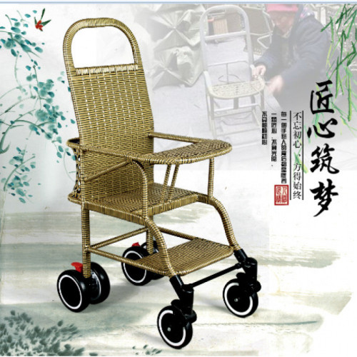 寶寶竹藤推車夏季嬰兒仿藤椅推車輕便竹編推車小孩兒童竹子小推車