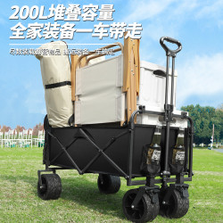 露營車大容量可折疊擺攤專用小推車可後開可攜式家用兒童可躺拖車