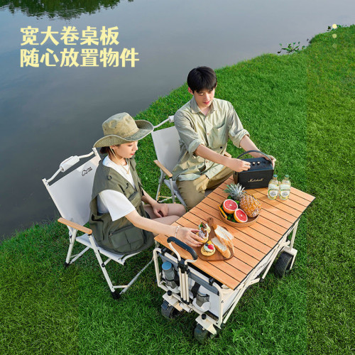 戶外露營推車可折疊戶外手推野餐車營地拖車拉桿小拉車桌板野營