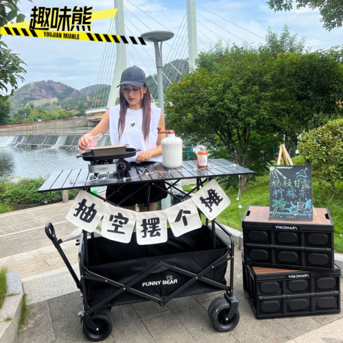 可升降折疊桌子戶外野餐車擺地攤小推車露營推車網紅折疊擺攤車