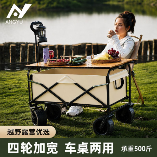 新款戶外露營兒童擺攤折疊露營車可攜式野營老人大號可躺小推車