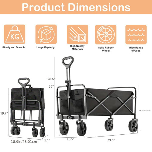 Heavy Duty 360° All Terrain Folding Wagon Cart Portable