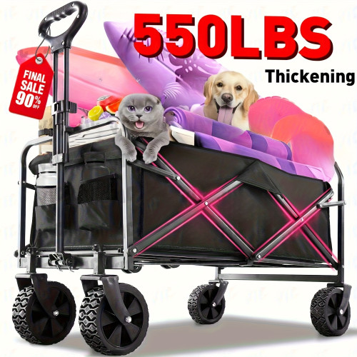 Heavy Duty 360° All Terrain Folding Wagon Cart Portable