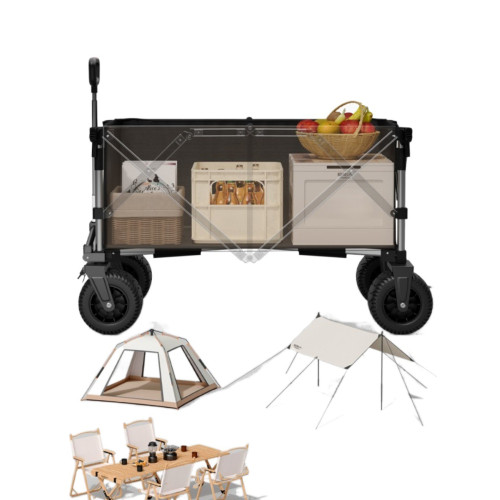 露營車合金折疊野餐原始人拉車車營車手拖車手拉鋁合金推車原始戶