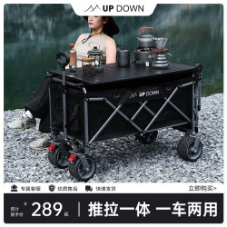 Updown露營車營地拖車推拉一體戶外可折疊手推野營野餐車兒童可躺