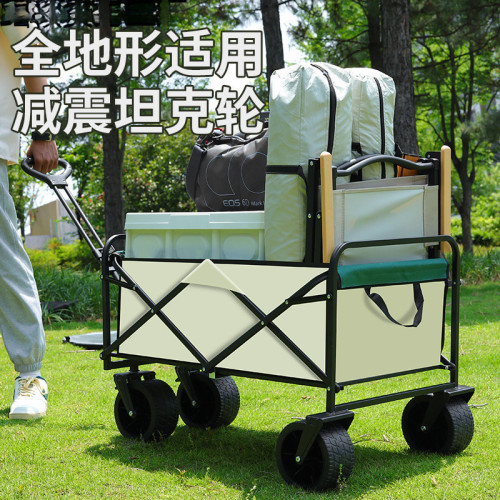 新款露營推車可折疊可升降 桌戶外手推車營地車露營擺攤小