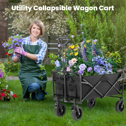Heavy Duty Folding Garden Cart with 360° All Terrain