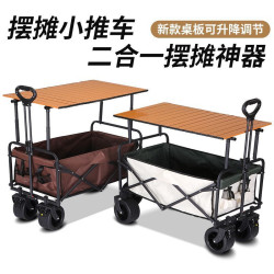 可折疊戶外手推野餐車營小拉車野營車夜市擺攤車升降款露營推車