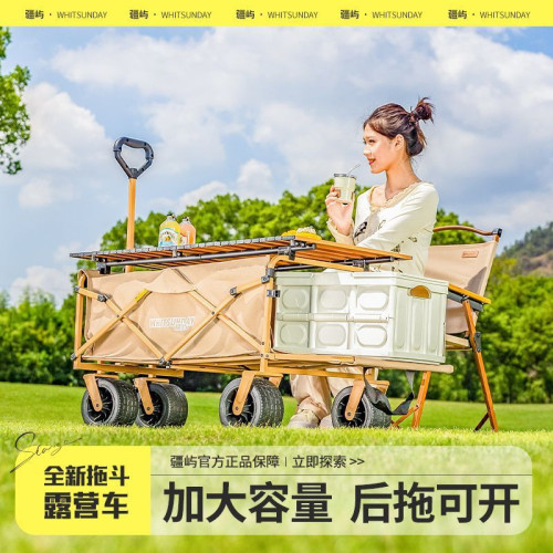 露營車戶外營地車擺攤露營車推拉兩用露營小推車快遞小推車
