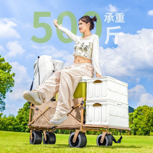 露營車戶外營地車擺攤露營車推拉兩用露營小推車快遞小推車