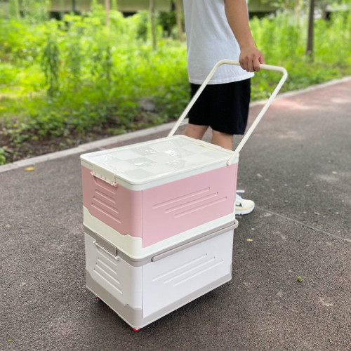 擺攤戶外露營加厚大可折疊帶輪子拉桿側開噹桌子車用儲物箱小推車
