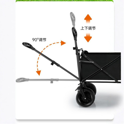 戶外可折疊營地露營小推車野餐拉桿式小推車超大營地野餐車遛娃車