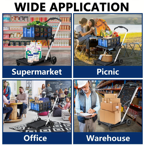 Durable Folding Shopping Cart with Smooth GlIDe Wheels