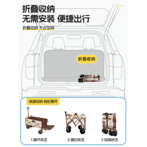 戶外露營車輕便折疊小推車後開門營地車可攜式擺攤專用手推車
