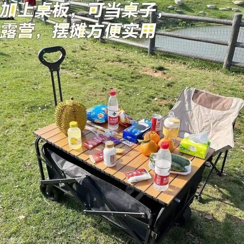 戶外營地車手推車折疊拖車擺攤後展開拖鬥後開門露營車快遞車購物
