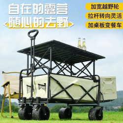 露營推車可折疊戶外手推野餐車可攜式營地拖車拉桿多功能野營擺攤車